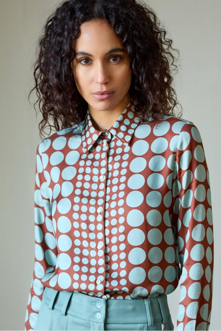 Zanetti 1965 Camicia in viscosa con stampa geometrica Saldi Di Fabbrica