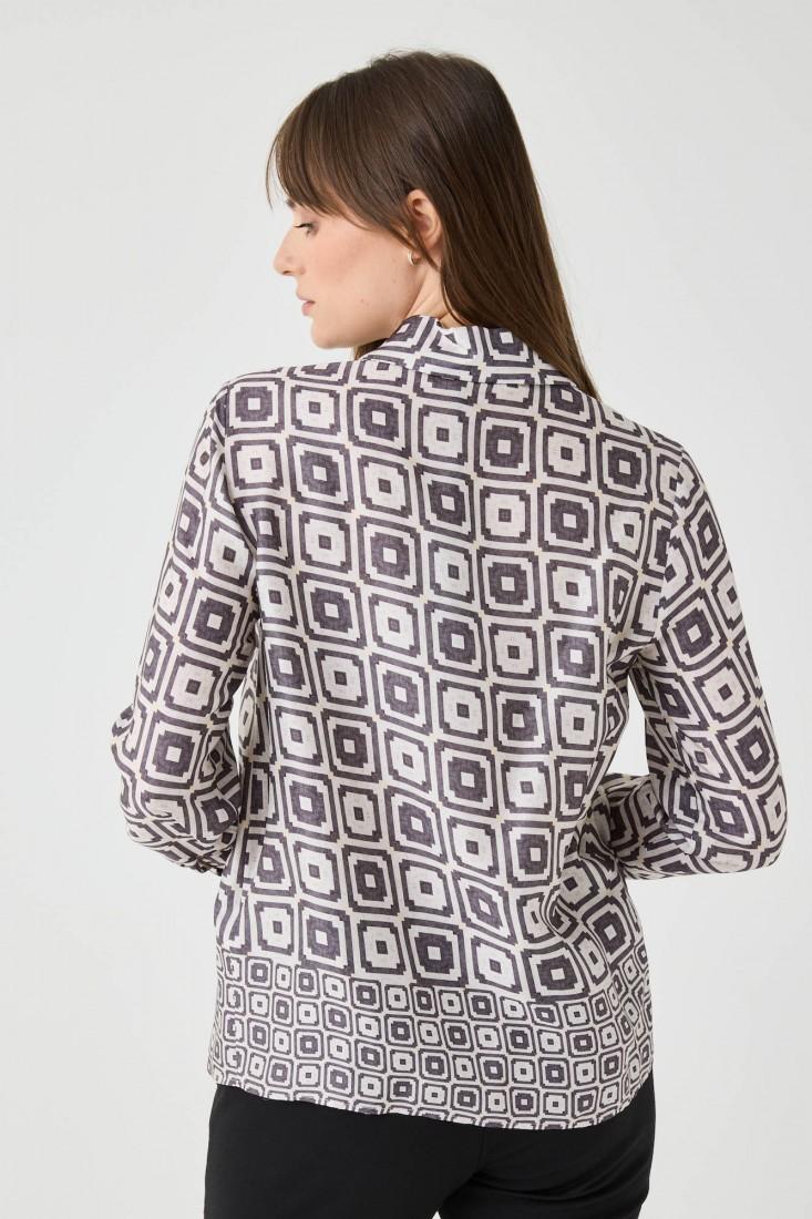 Zanetti 1965 Camicia in viscosa con stampa geometrica In Saldo