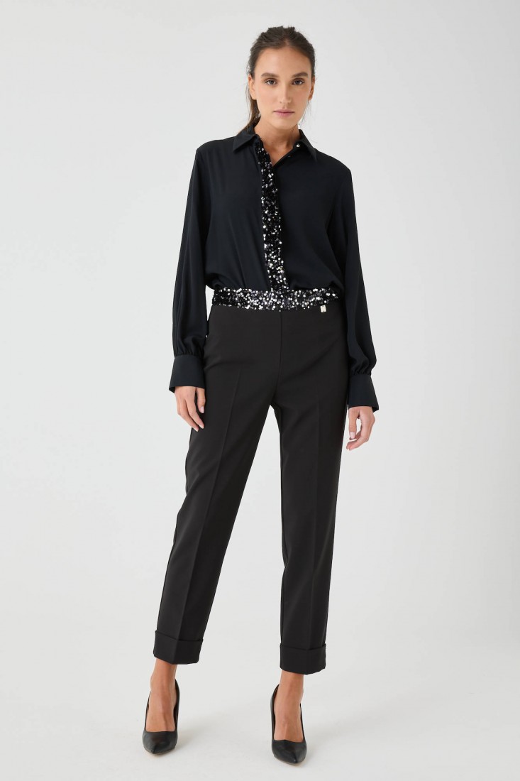 Zanetti 1965 Pantalone stretch con paillettes Offerte