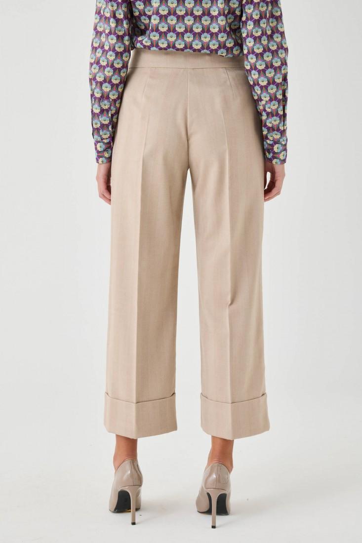 Zanetti 1965 Pantaloni palazzo cropped con risvolto Saldi Di Fabbrica