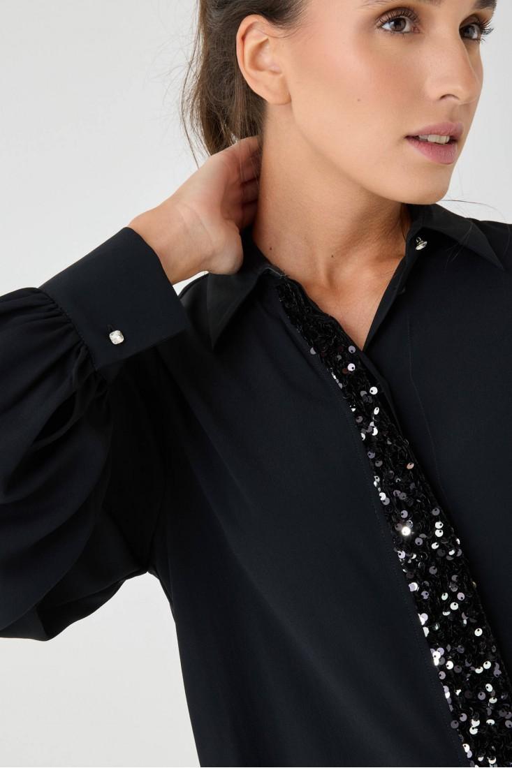 Zanetti 1965 Camicia con paillettes in crepe de chine 2025