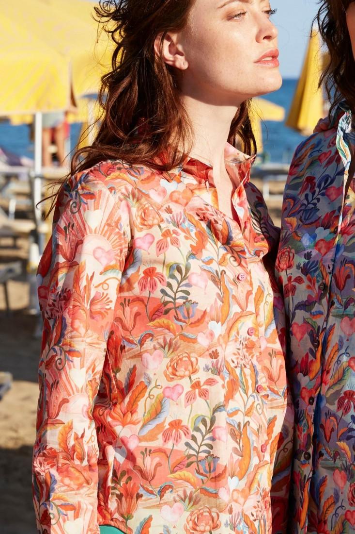 Zanetti 1965 Camicia in cotone stampato LIberty Qualità Garantita