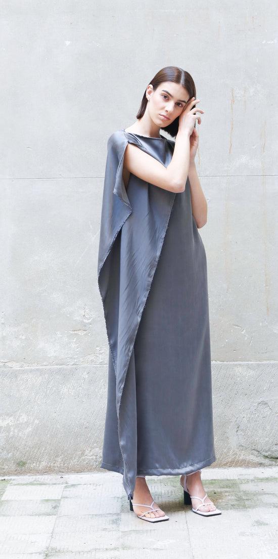 ﻿Zerobarracento Sleeveless Bemberg Draped Maxi Dress Vendite Flash