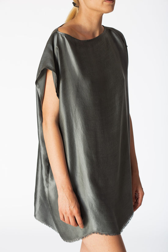 ﻿Zerobarracento TOME Sleeveless T-Shirt 100% BEMBERG Gray/Cyclamen/Powder Pink Italia