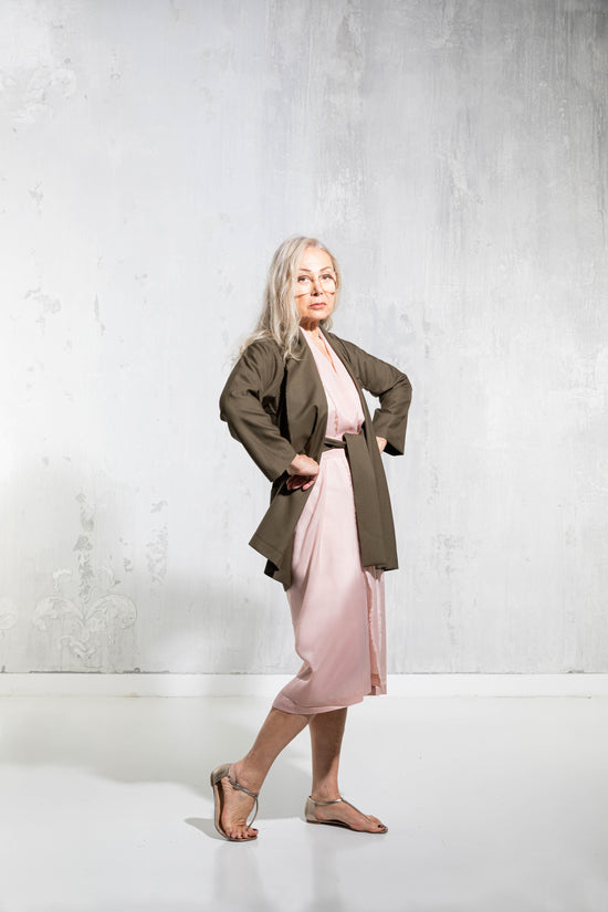 ﻿Zerobarracento TSUKESAGE BLAZER - Lilac Gray/Olive In Linea