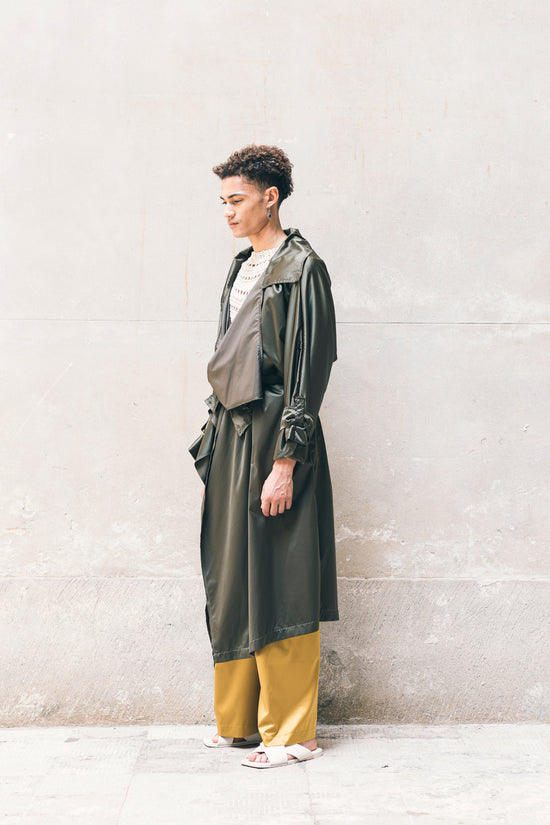 ﻿Zerobarracento ANDREA Newlife Trench - Olive/Black Hotsell