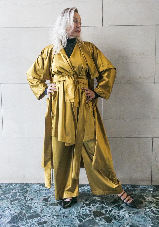 ﻿Zerobarracento Recycled Polyester Mid Season Trench - Black/Olive/Ocra Newlife Negozi Online