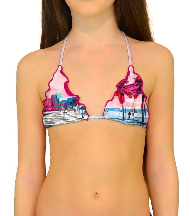 Zeybra TRIANGOLO BAMBINA ARRICCIATO BRASILE ROSA Nuovo