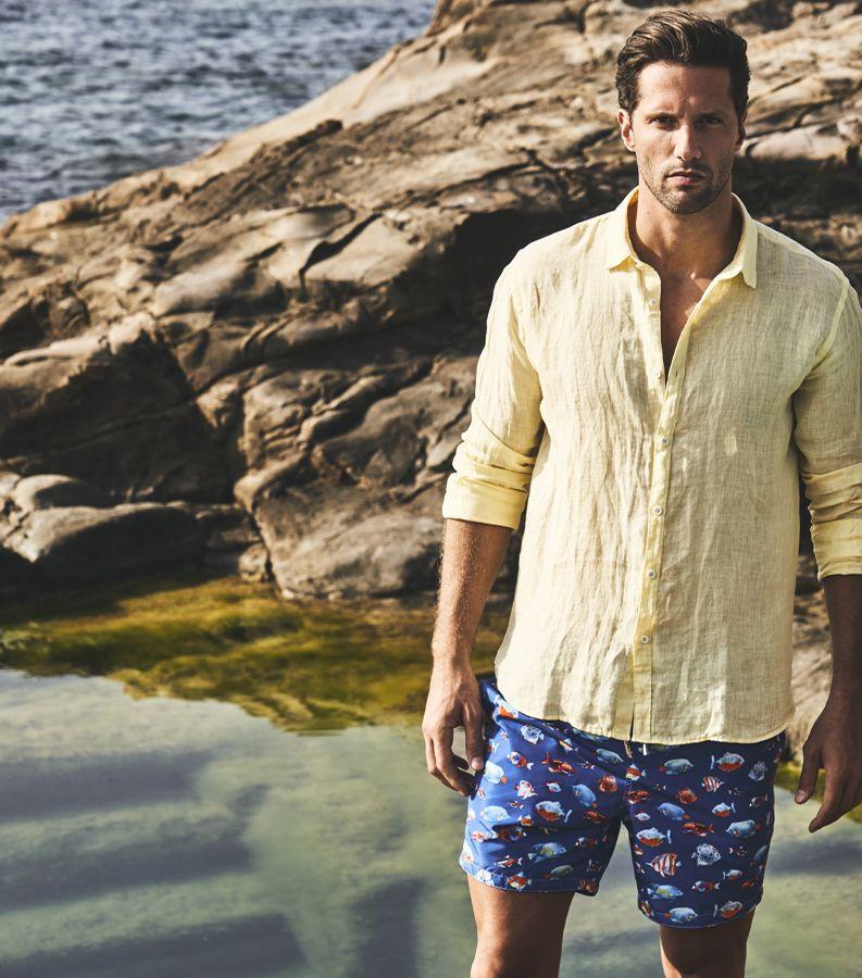 Zeybra CAMICIA UOMO LINO YELLOW In Linea
