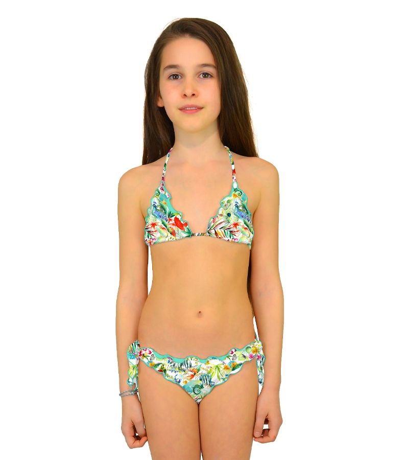 Zeybra TRIANGOLO BAMBINA ARRICCIATO BOTANIC BIANCO Moda