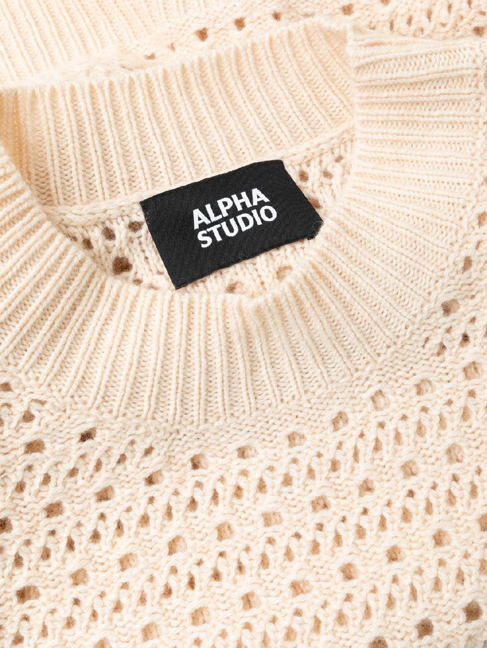 Alpha studio GIROCOLLO PUNTO MAGLIA TRAFORATO Italy