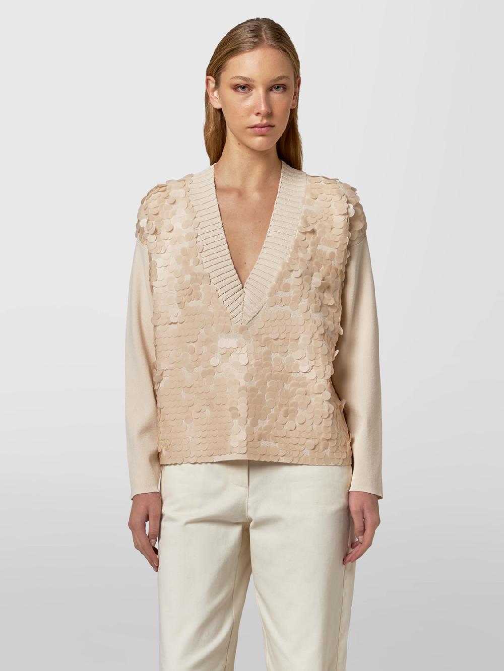 Alpha studio SCOLLO V M/L RASATO CON RICAMO Negozi Online