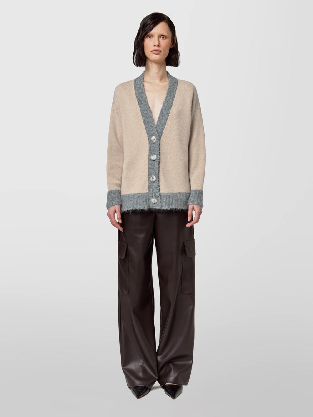 Alpha studio CARDIGAN M/L RASATO BI-MATERIALE Vendita Economica