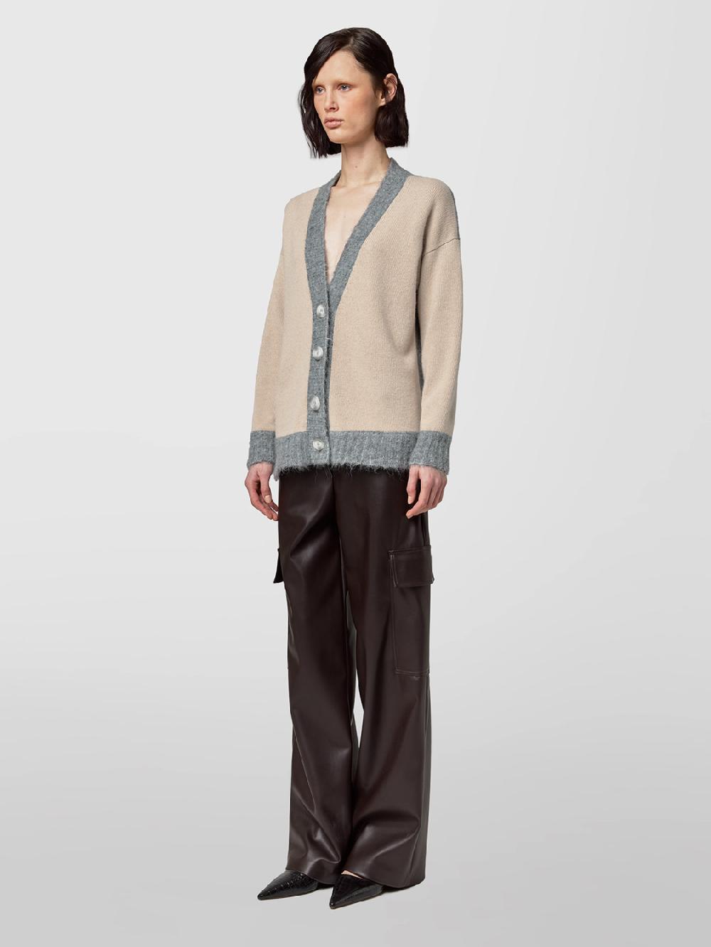 Alpha studio CARDIGAN M/L RASATO BI-MATERIALE Vendita Economica